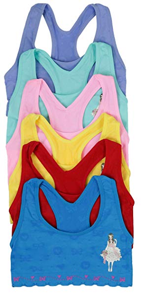 ToBeInStyle Girl's Pack of 6 Set of Spaghetti Strap Bras and Boyshorts Or Bikinis