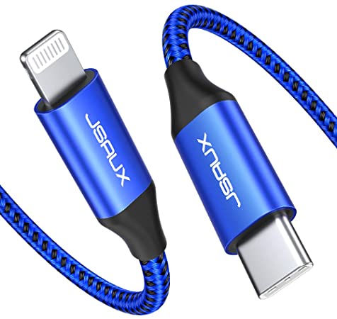 USB C to Lightning Cable 6ft, JSAUX [Apple MFi Certified] 18W Power Deliver Fast Charger Cable Compatible with iPhone 11/11 Pro/11 Pro Max/X/XS/XR/XS Max/8/8 Plus with USB C Wall Charger-Blue