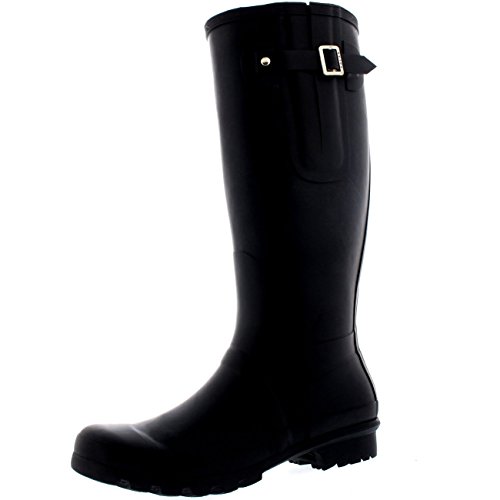 Polar Mens Tall Adjustable Side Waterproof Rubber Wellie Wellington Rain Boots