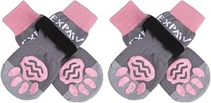 EXPAWLORER 4Pcs Anti-Slip Dog Socks - Double Side Non-Slip Paw Protector for Hardwood Floors,Prevent Licking,Dog Booties,Dog Shoes for Hot/Cold Pavement