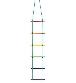 Over-the-Rainbow Climbing Rope Ladder Playground Swing Sets Tree House Accessories Sturdy Nylon Enamel Coated Smooth Metal Rungs, 6' Long