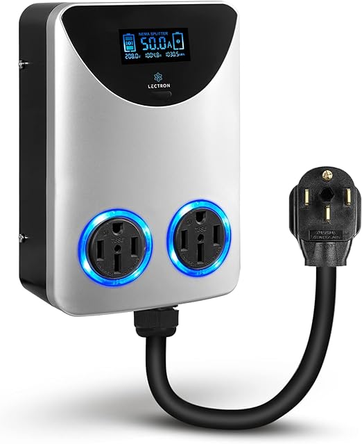 Lectron NEMA Socket Splitter for Level 2 EV Charger Installation - Power Your EV Charger and High-Powered Appliance from The Same Outlet (50 Amp NEMA 14-50 to NEMA 14-50 / NEMA 14-50 Splitter)