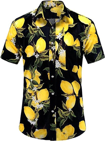 Jeetoo Floral Short Sleeve Hawaiian Shirt for Men Print Aloha Hawaiian Shirts