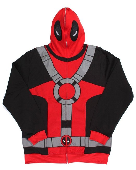 Marvel Universe Deadpool Costume Mens Full Zip Mask Hoodie