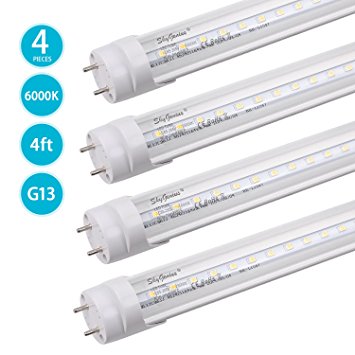 T8 LED Tube Light, Dual-End Powered 4ft LED Bulbs, 18W 2000Lm, 6000K Cold White, LED Fluorescent Tube Replacement for G13 Fixtures(4 Pack)