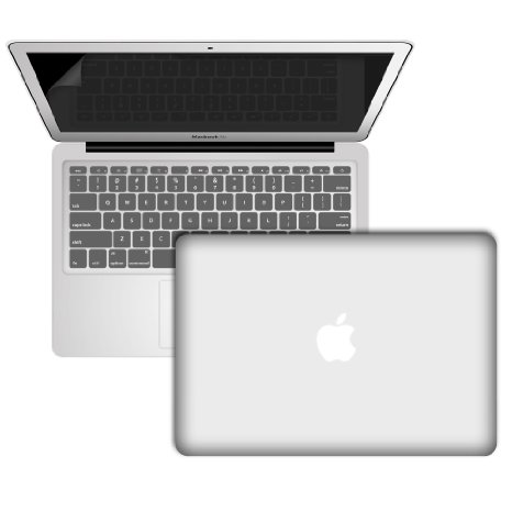 MacBook-Air-13-Hard-Case, RiverPanda Lightweight Rubber Coated Hard Case Cover With Keyboard Skin & Screen Protector for MacBook Air 13-Inch (A1369/A1466) - Clear