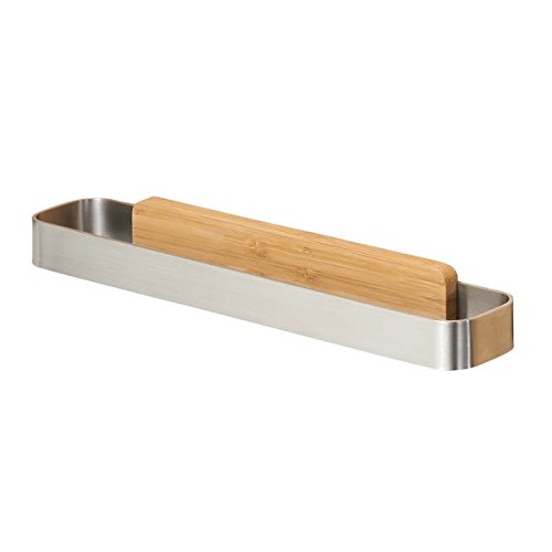 InterDesign AFFIXX Strong Self Adhesive Formbu Towel Bar - 9" - Bamboo/Brushed Stainless Steel