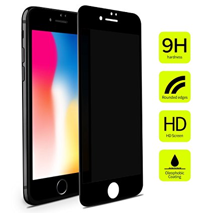 iPhone 8/ 7 Privacy Screen Protector Tempered Glass Unbreakable, Benks Anti-Spy 0.23mm 3D Full Coverage Soft Curve Edge Frame Premium HD Shatterproof Film (Black for iPhone8/ 7, 4.7-Inch)