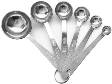 Stainless Steel Measuring Spoons, 6 piece set, Chef Quality and Commercial Durability