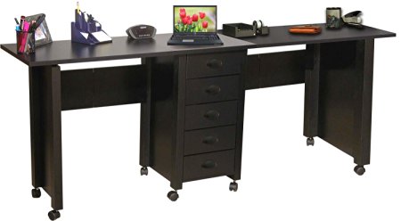Double Folding Mobile Desk black
