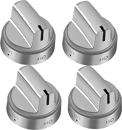 WB03X24818 Stove Knob with Solid Metal-Compatible with GE Profile Range Oven Grill- Stainless Steel Gas Stove Knob for JGB645EEK1ES JGB660EEJ1ES JGB700EEJ1ES JGB700SEJ1SS | 4 Pack