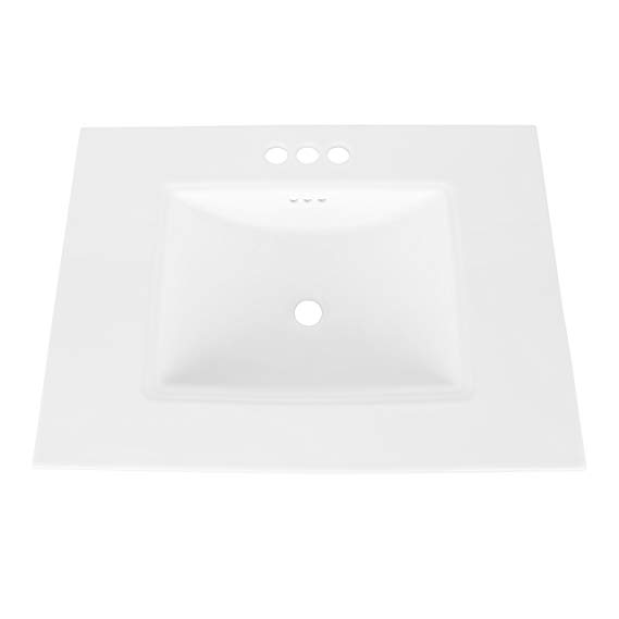 MAYKKE Brighton 31" Ceramic Bathroom Vanity Sink Top with 4" Centerset Faucet Holes | Drop-in Rectangular Cabinet Sink | cUPC Certified, Overflow Included | White, YSA1073101