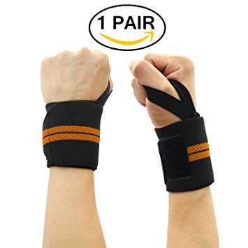 Wrist Wraps, BULESK Wrist Straps Support Braces Protector Thumb Loops for Men & Women, Strength Wraps Fit for Bodybuilding, Powerlifting,Weight Lifting, Xfit, Crossfit, Gym (1 Pair)