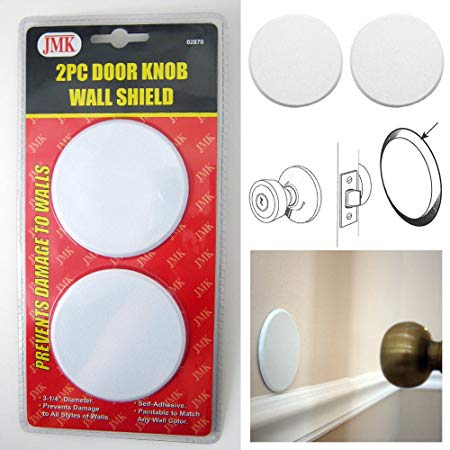 3¼" White Vinyl Door Knob Wall Shield Protector, 4 Pcs