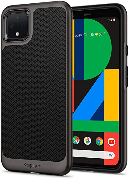 Spigen, Neo Hybrid, Compatible for Google Pixel 4 XL Case, Herringbone Pattern Dual Protective Case for Pixel 4XL (2019) - Gunmetal