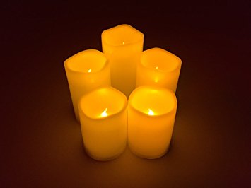 5 Pack Flameless candles with remote control timer, flicker setting, with extra set of batteries