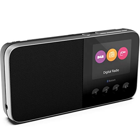 Pure UK Move T4 Pocket Rechargeable Personal DAD/DAB /FM Radio with Bluetooth and Built-In Speaker, Black