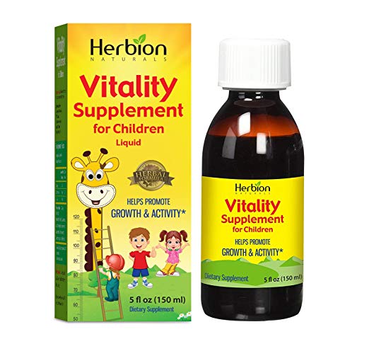 Herbion Naturals Vitality Supplement for Children – Tasty Energy Booster, Promotes Growth, Appetite, Relieves Fatigue, Improves Mental and Physical Performance, 5 fl oz