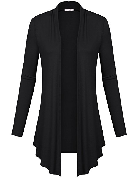 Messic Womens Open Front Long Sleeve Slim Soft Draped Cardigan Tops