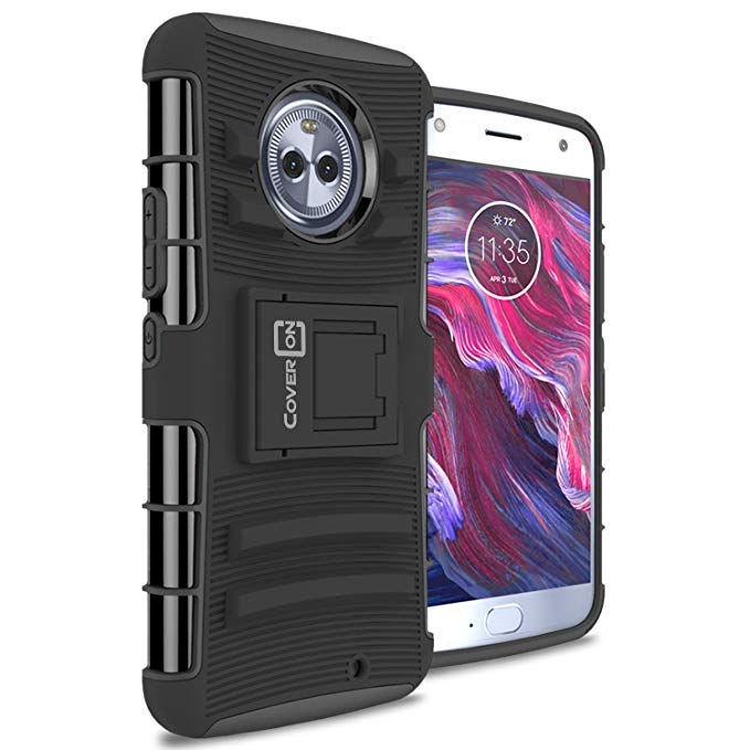 Moto X4 Case, CoverON Explorer Series Protective Hybrid Phone Cover with Adjustable Belt Clip Holster for Motorola Moto X4 (Moto X 4th Gen 2017) - Black