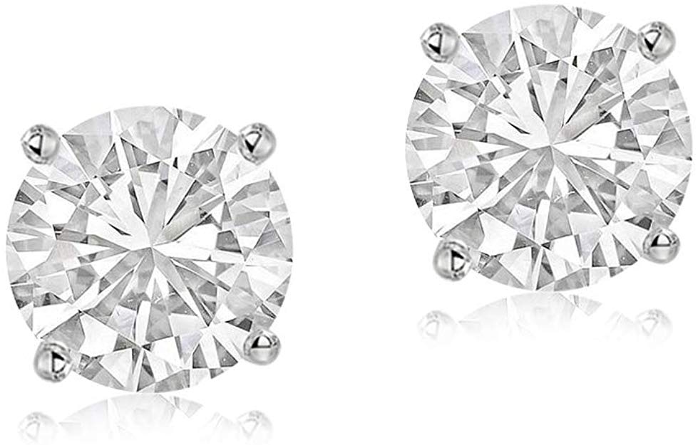 IGI Certified 1/6 cttw - 1 carat Diamond Earrings 10K & 14K Gold Diamond Solitaire Earrings for Women Made in USA GH-SI1 Quality Lab Grown Diamond Earrings for Women Lab Created Diamond Earrings