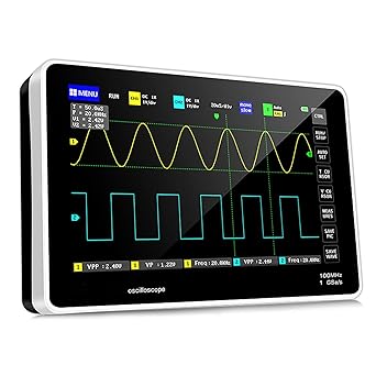 Plus Oscilloscope, Digital Tablet Oscilloscope Portable Storage Oscilloscope with 2 Channels 100MHz Bandwidth 1GSa/s Sampling Rate, 7" TFT LCD Touch Screen Multifunction Oscilloscope with USB