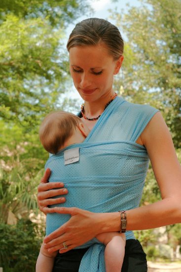 Beachfront Baby Wrap - The Original Water & Warm Weather Baby Carrier | Made in USA with Safety Tested Fabric, CPSIA & ASTM Compliant | Lightweight, Quick Dry & Breathable (Sky Blue, One-Size)