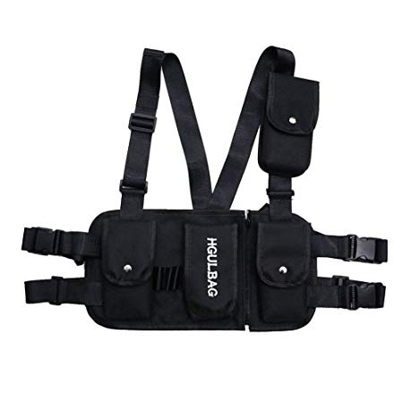 VOCUS Fashion Chest Front Bag Pouch Multipurpose Sport Backpack Daypack Nylon Tactical Chest Rig for Men Women (A-Black)