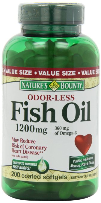 Natures Bounty Odorless Fish Oil 1200mg value Size 200-Count Omega 3