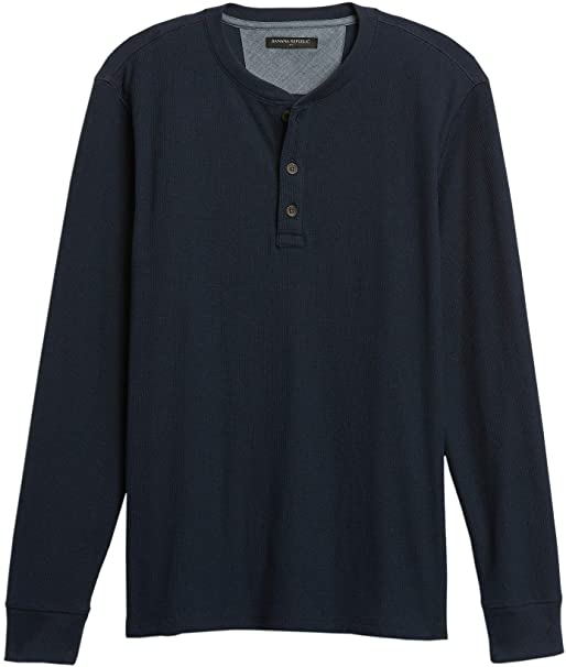 Banana Republic Mens 594435 Waffle Knit Cotton Blend Long Sleeve Thermal Henley Shirt