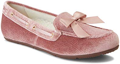 Vionic Women's Haven Alice Holiday Slipper - Ladies Moccasin Concealed Orthotic Arch Support