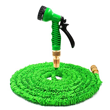 Garden Hose, Homeme 150 Feet Expandable Flexible Magic Hose Pipe Solid Brass Hose Fittings & 7-pattern Spray Gun - Green