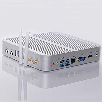 Kingdel Windows 10 Home Computer, Fanless HTPC with intel i5-4200U CPU, 4GB RAM, 64GB SSD, HDMI, VGA, 4*USB 3.0, WiFi, Metal Case