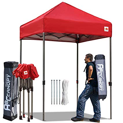 ABCCANOPY Tent Pop up Canopies 5'x5' Comapct Canopy Tent Outdoor Portable Canopies Sun Shelter with Backpack Roller Bag, Bonus 4 Stakes and Ropes