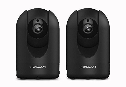 Foscam 1080p Indoor FHD Wireless Security Camera, Compact, Black (R2B 2-Pack)