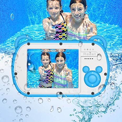 Underwater Camera for Kids,HD 1080P Waterproof Kids Camera,Video Recorder Action Preschool Camera,8X Digital Zoom Camera with Flash and Microphone Sticker