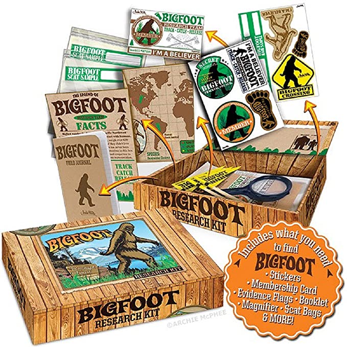 Archie McPhee Accoutrements Bigfoot Sasquatch Outdoor Research Kit Novelty Gift, Multicolored, 7" x 5" x 1-1/2"