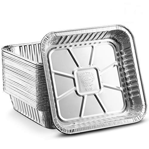 [30 Pack - 8"x8"] Propack Disposable Aluminum Foil Meal Prep Cookware Square Pans, Oven, Toaster, Grill, Cooking, Roasting, Broiling, Baking, Event, Take Out, Restaurant