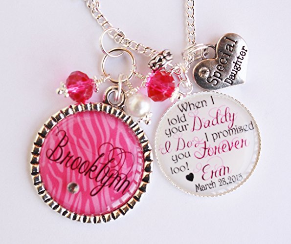 Personalized Step Daughter Half Sister Zebra Gift Wedding When I told your Mom Dad I Do I promised you forever too Necklace Custom Name Sentimental Keepsake YOUR CHOICE OF COLOR