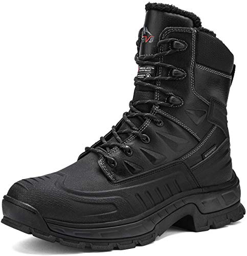 NORTIV 8 Men's Insulated Waterproof Construction Rubber Sole Winter Snow Skii Boots