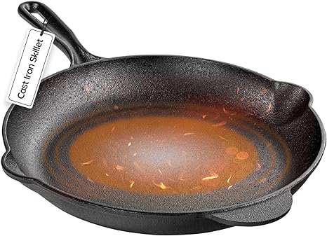 Granitestone 10.25 Inch Cast Iron Skillets, Pre-Seasoned Cast Iron Pans for Cooking, Nonstick Cast Iron Frying Pan, Cast Iron Skillet for Indoor & Outdoor Use, Cast Iron Pan, Non-Toxic, Oven Safe