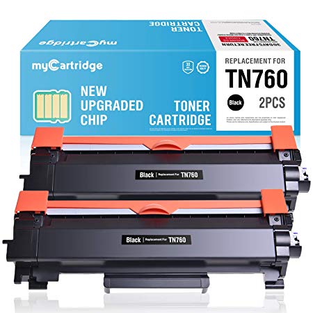 myCartridge Compatible Toner Cartridge Replacement for Brother TN760 TN-760 TN730 TN-730 (2 Black) with CHIP