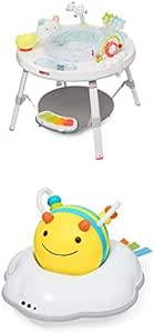 Gift Set of Skip Hop 3 in 1 Baby Activity Center, 4mo , Silver Lining Cloud   Skip Hop 3-Stage Developmental Learning Crawl Toy, Explore & More Follow-Me Bee