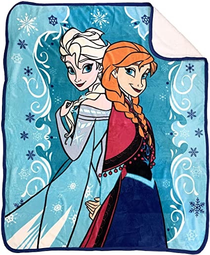 Jay Franco Disney Frozen Springtime Sherpa Throw Blanket - Measures 50 x 60 inches, Kids Bedding Features Elsa & Anna - Fade Resistant Super Soft - (Official Disney Product)