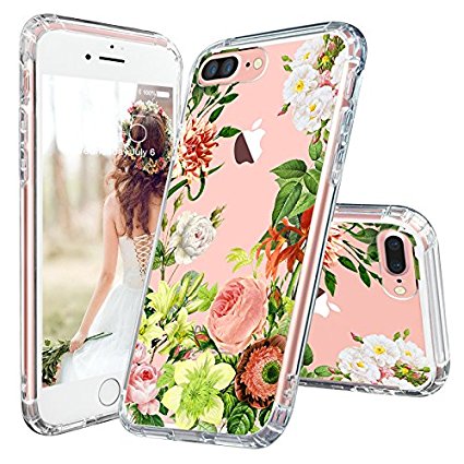 iPhone 7 Plus Case, MOSNOVO Botany Floral Designed Clear Hard Back Cover and TPU Bumper Protective Shockproof Anti Scratch Case for iPhone 7 Plus