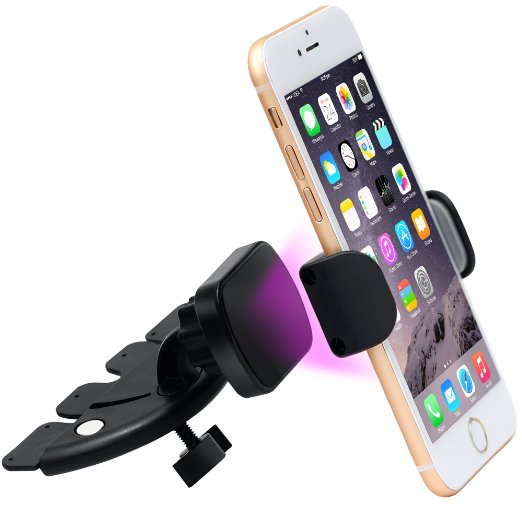 New Release Easy Take On/Off Magnetic Clamp,IPOW Car CD Slot Magnet Cell Phone Mount Holder Cradle For iPhone 5S 6S 6 Plus Samsung S7 S6 S5 Note 5 4,Hold Device's Width From 2.0"-3.4",Three Ways Usage