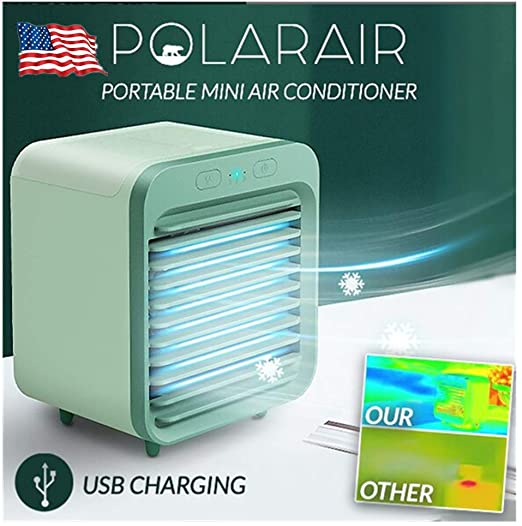 Portable Water Cooling Air Conditioner, Mini 3-Speed Evaporative Air Cooler with LED Mood Light, Personal Air Purification Humidifier for Home Office Bedroom (Green)