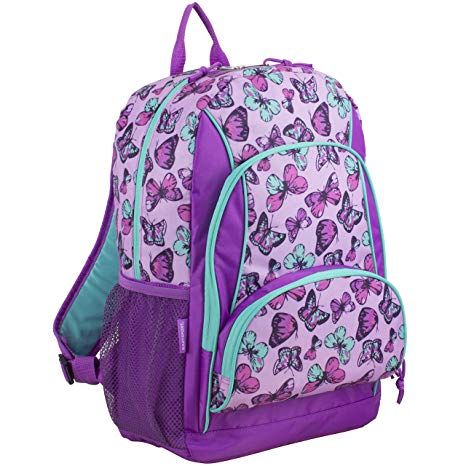 Eastsport Multi Pocket School Backpack, Colorful Butterflies/Grape Sizzle