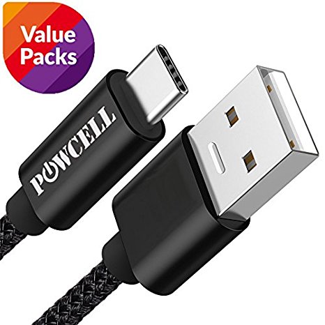 [Value Pack of 3] 2 Meters USB C Nylon Braided Cable for Google Pixel / Pixel 2 / XL / 2 XL / Mate 10/Plus Mate 9 Honor P10 Plus ZTE Axon 7 Razer Phone LG V20 V30 BlackBerry Keyone Motion Charge and Data Sync (Black, 2 Meter x 3)