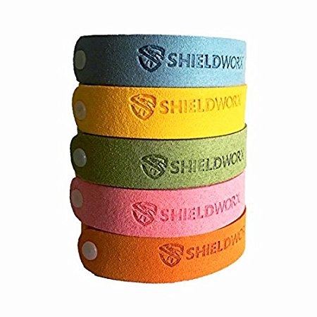 Mosquito Repellent Bracelets - Effective All Natural 100% Plant Based Insect Repllent Microfiber Bands - Pack Of 5 - ShieldWorx By FirstChoice